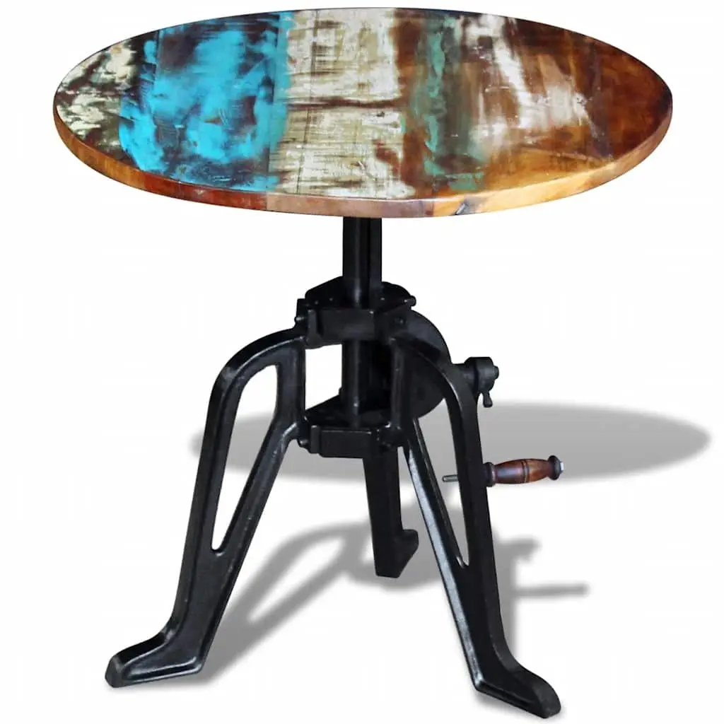 End Table Reclaimed Wood Cast Iron Adjustable Height 42-63cm Multicolour Retro Industrial Style