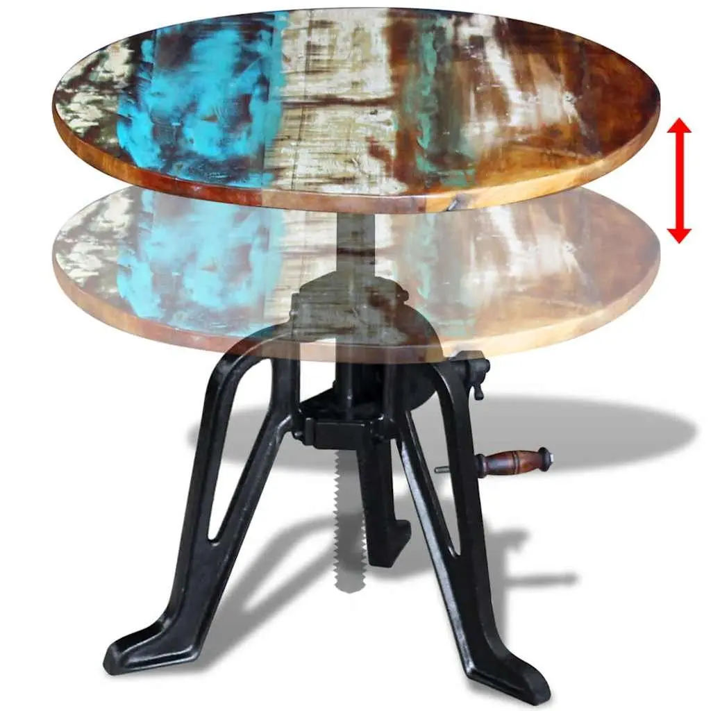 End Table Reclaimed Wood Cast Iron Adjustable Height 42-63cm Multicolour Retro Industrial Style