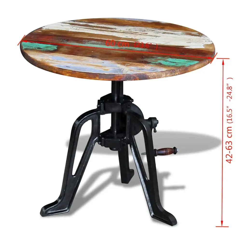 End Table Reclaimed Wood Cast Iron Adjustable Height 42-63cm Multicolour Retro Industrial Style