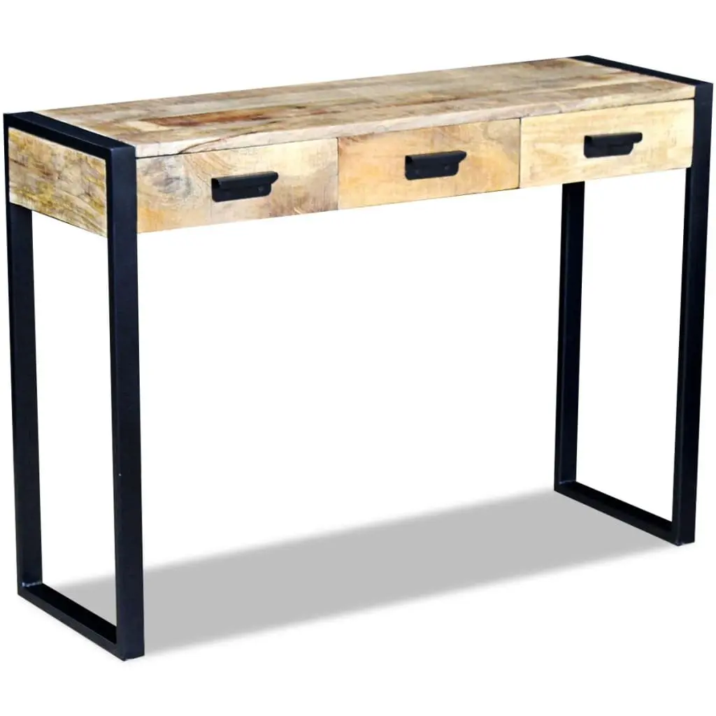 Console Table with 3 Drawers in Mango Wood