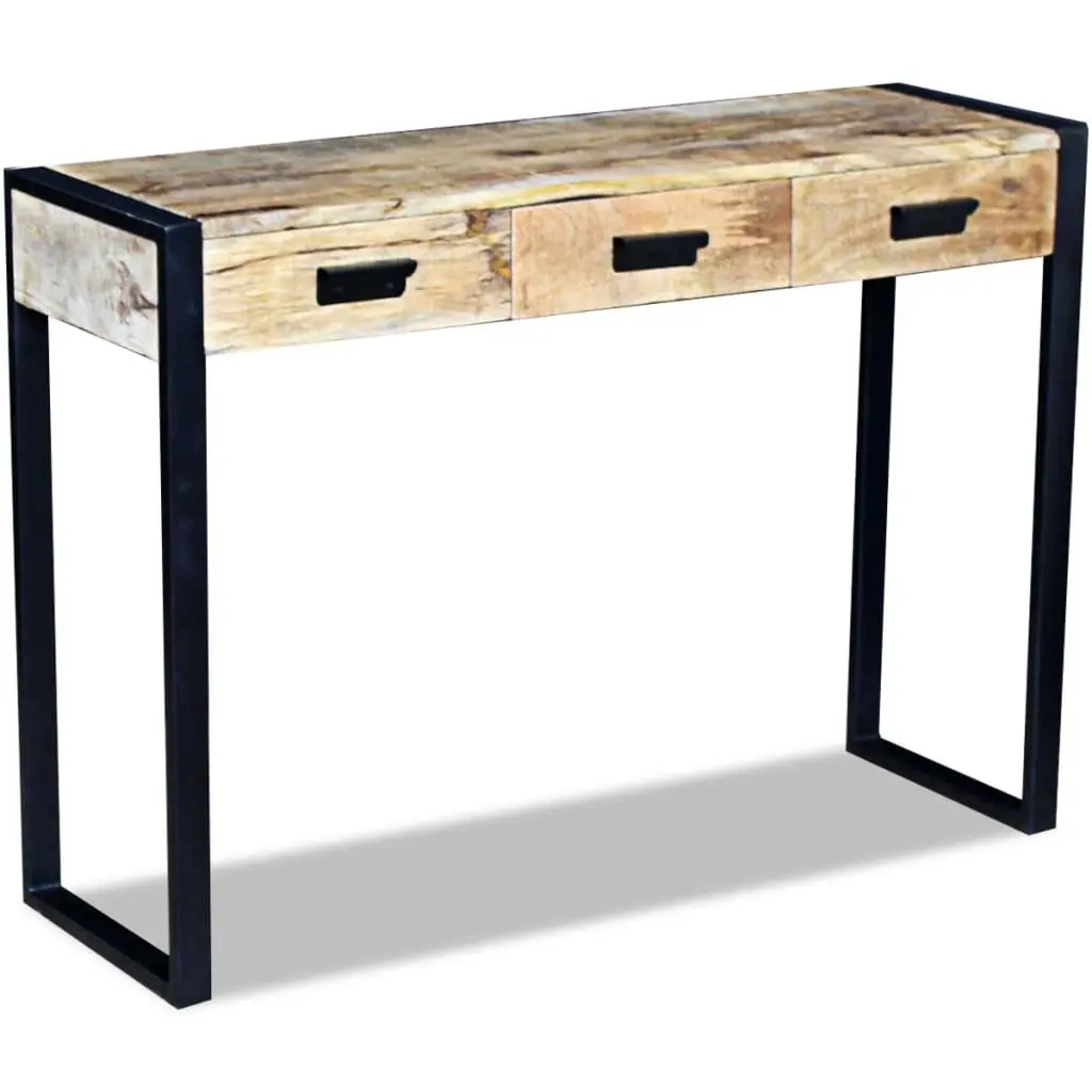 Console Table with 3 Drawers in Mango Wood