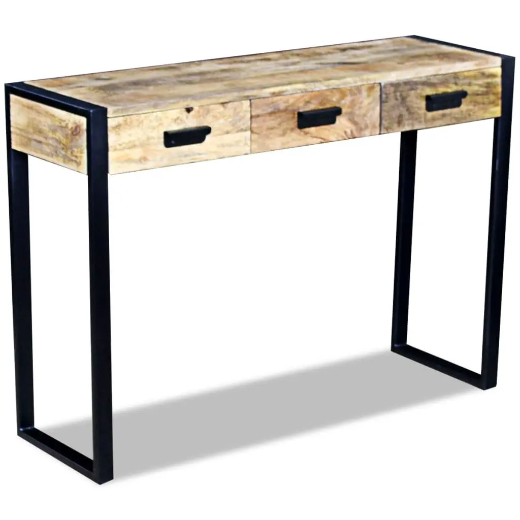 Console Table with 3 Drawers in Mango Wood
