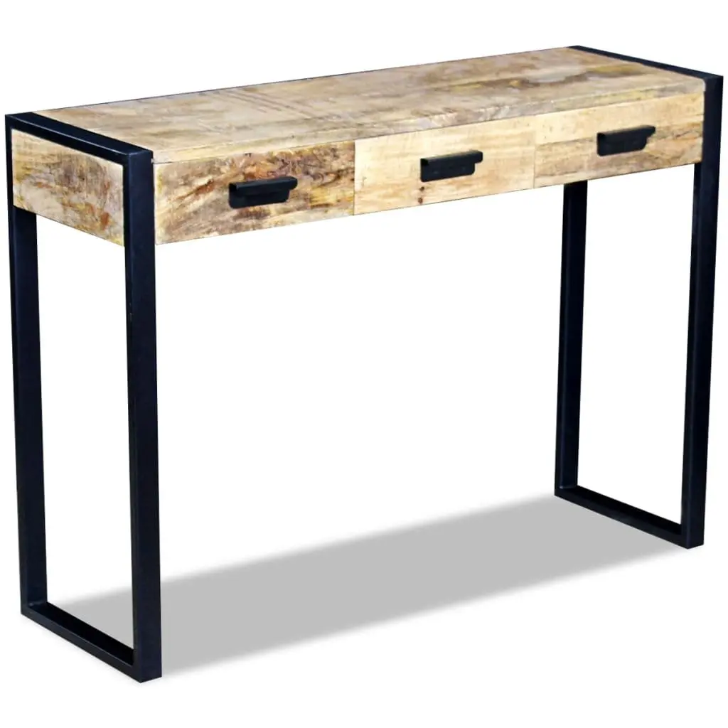 Console Table with 3 Drawers in Mango Wood