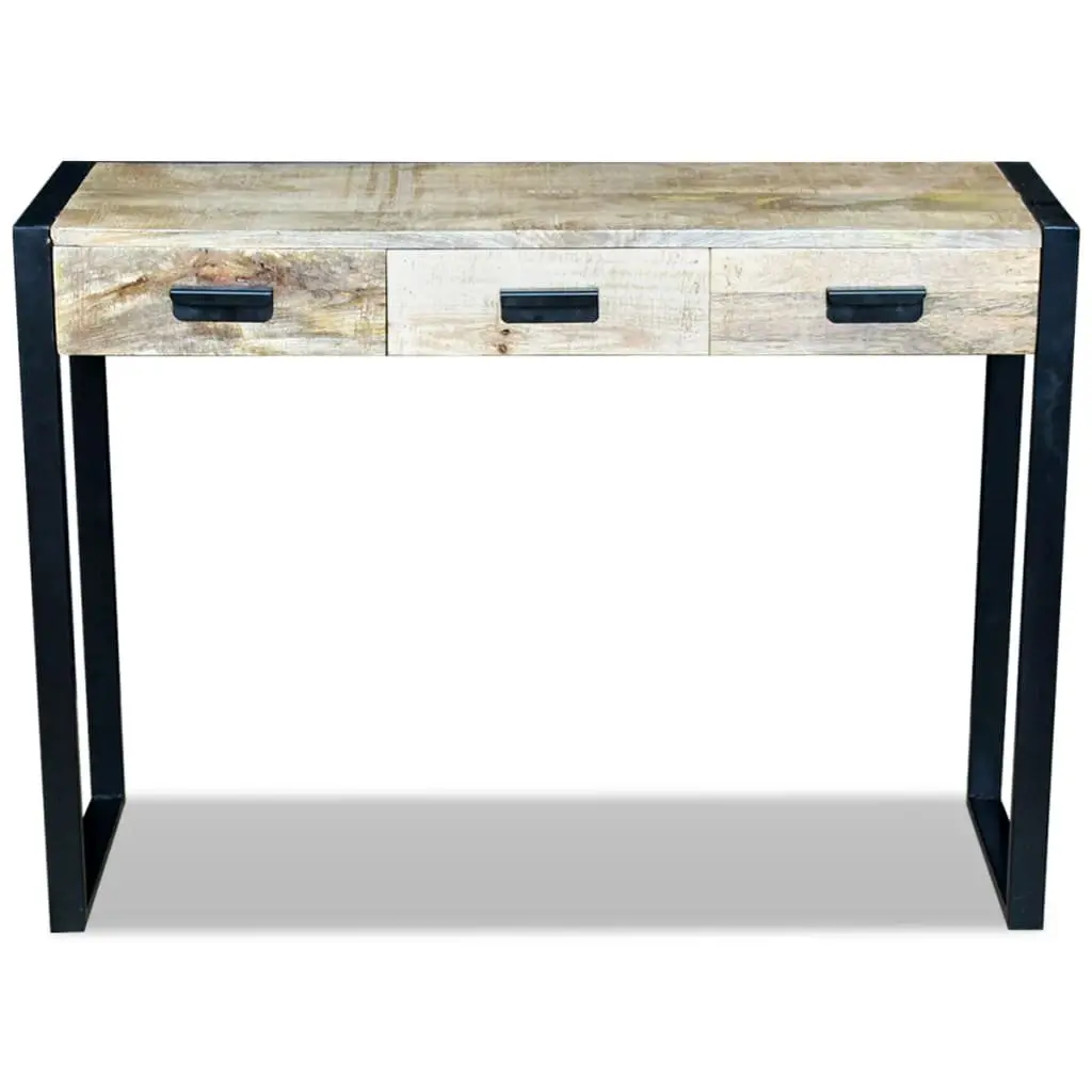 Console Table with 3 Drawers in Mango Wood