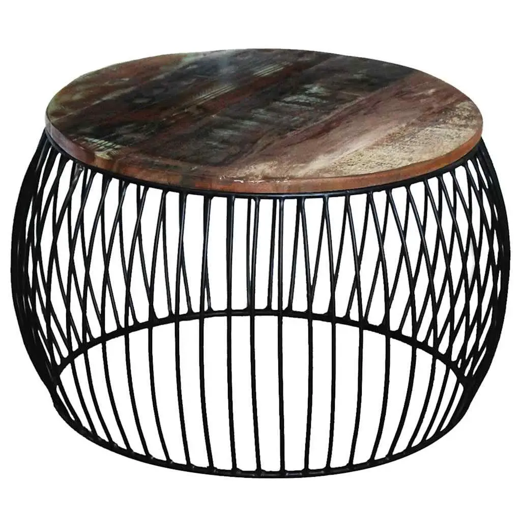 Round Coffee Table Solid Reclaimed Wood 68cm Brown