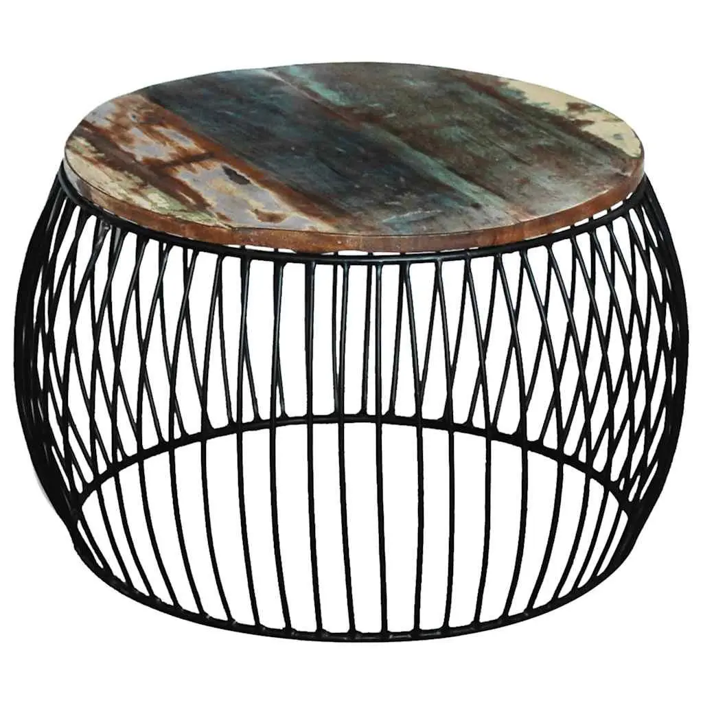 Round Coffee Table Solid Reclaimed Wood 68cm Brown