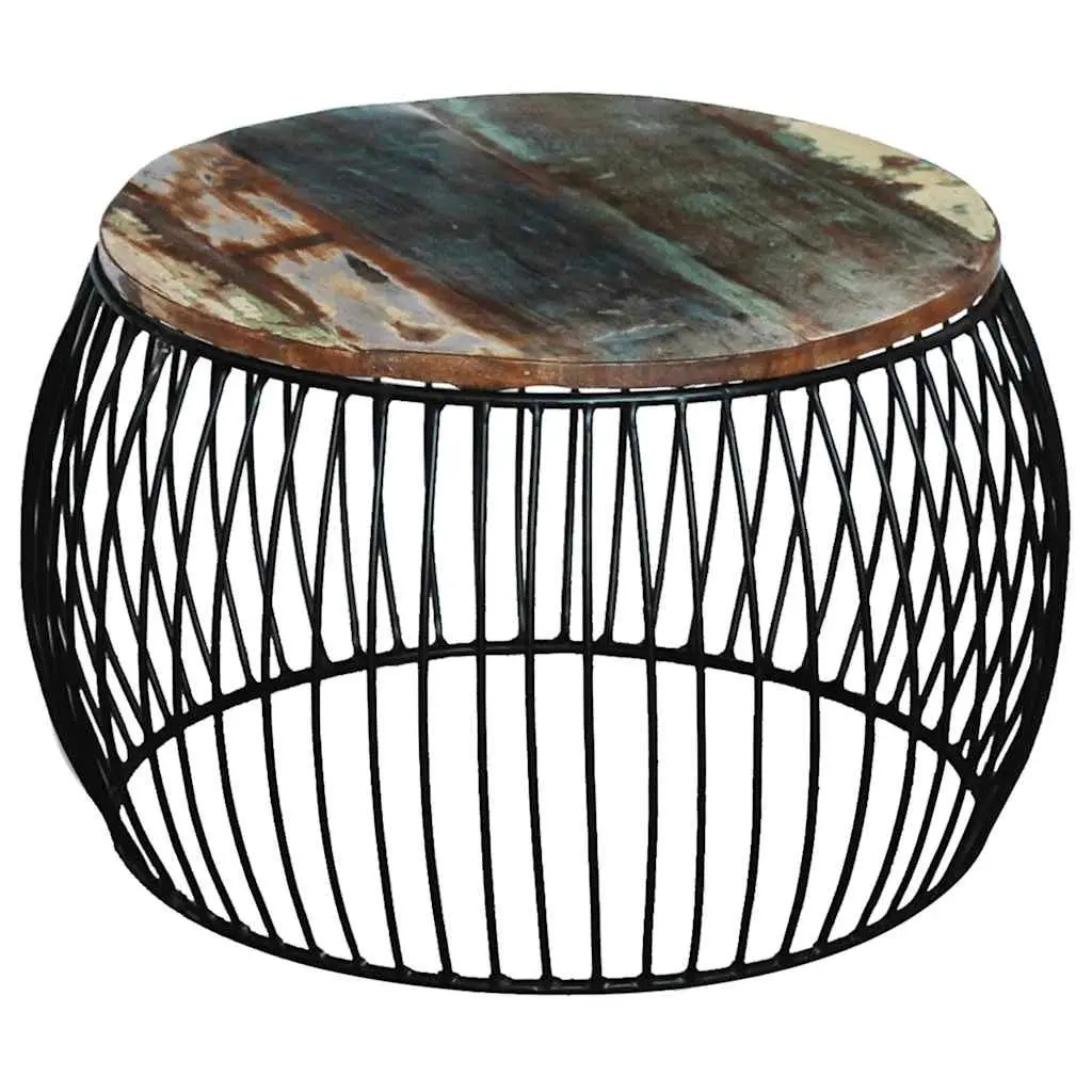 Round Coffee Table Solid Reclaimed Wood 68cm Brown