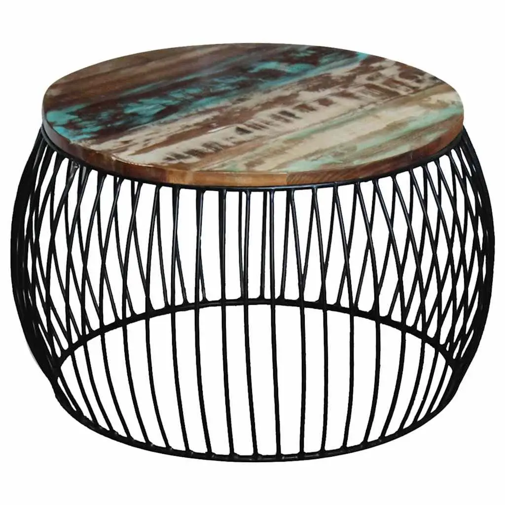 Round Coffee Table Solid Reclaimed Wood 68cm Brown