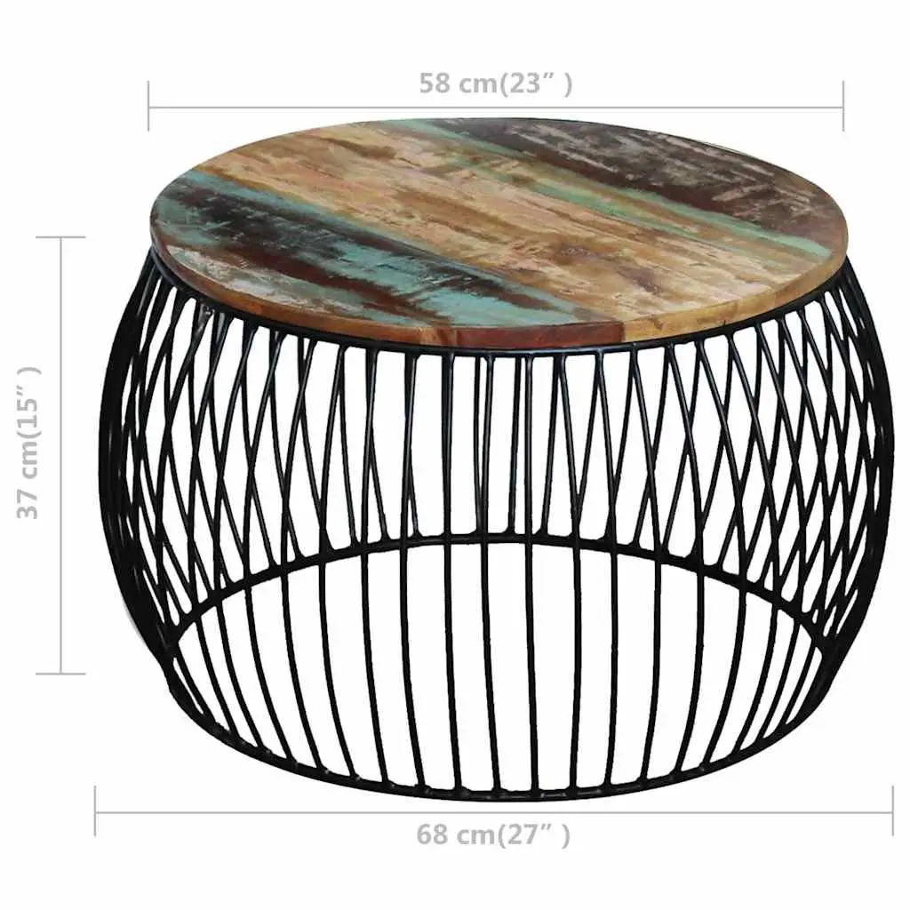 Round Coffee Table Solid Reclaimed Wood 68cm Brown