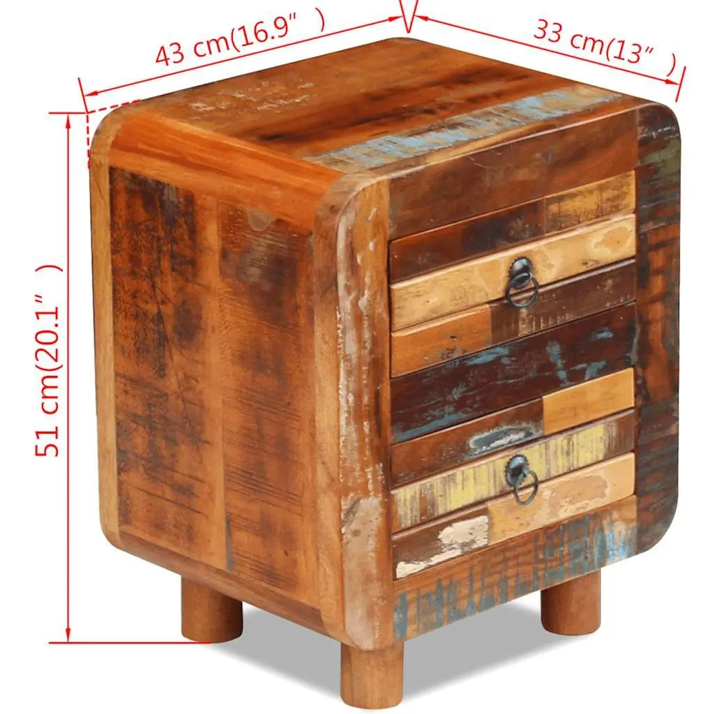 Bedside Table Reclaimed Wood 43x33x51 cm Brown