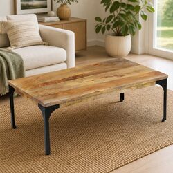 Durable Brown Wooden Coffee Table 100x60x35 cm