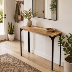 Handcrafted Wooden Console Table 120x35x76cm for Living Room