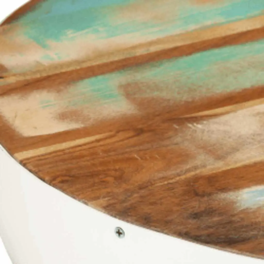 Coffee Table Solid Reclaimed Wood 60 x 60 x 30 cm White Bowl Shaped Antique Vintage