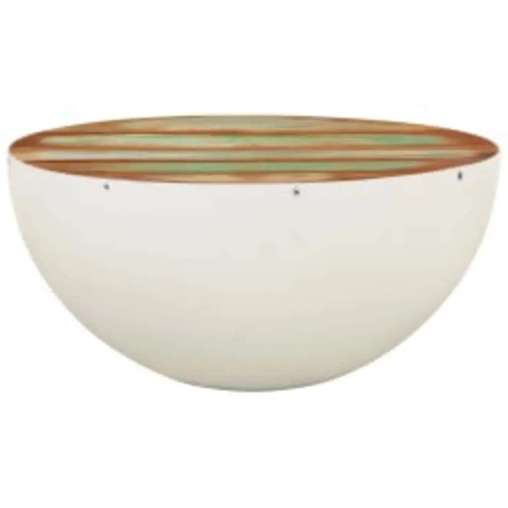 Coffee Table Solid Reclaimed Wood 60 x 60 x 30 cm White Bowl Shaped Antique Vintage