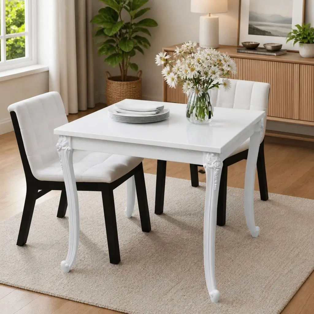 High Gloss White Dining Table 80x80x76 cm