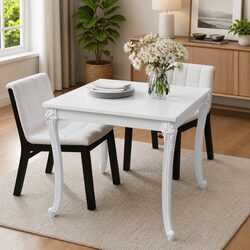 High Gloss White Dining Table 80x80x76 cm Modern Design