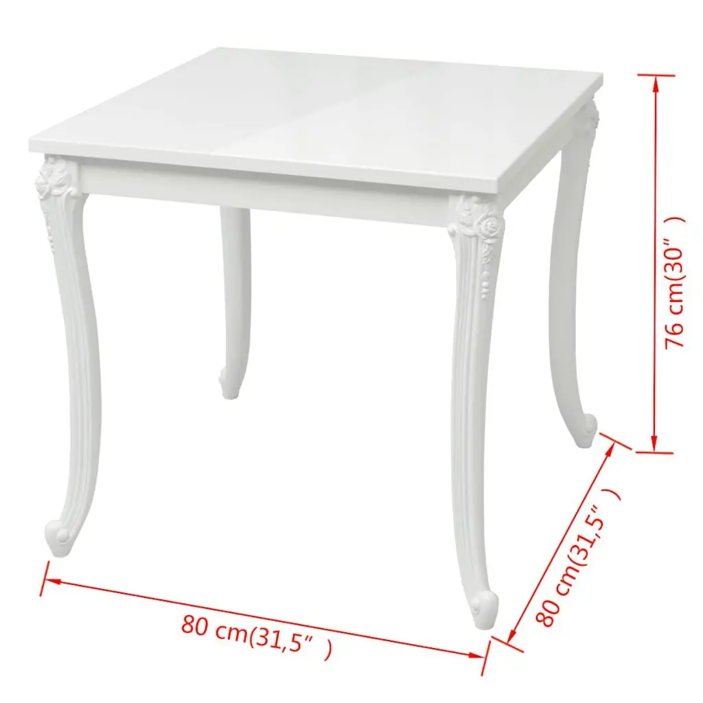 High Gloss White Dining Table 80x80x76 cm