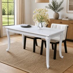 High Gloss White Dining Table 116x66x76 cm Stylish Design