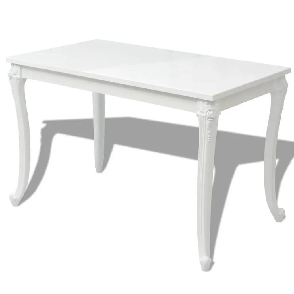Dining Table 116x66x76 cm High Gloss White Kitchen Room Furniture Sleek Design