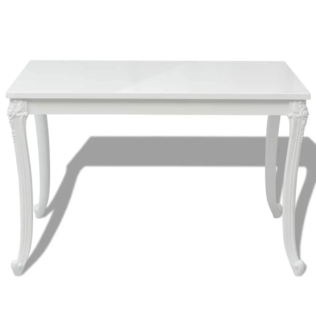 Dining Table 116x66x76 cm High Gloss White Kitchen Room Furniture Sleek Design