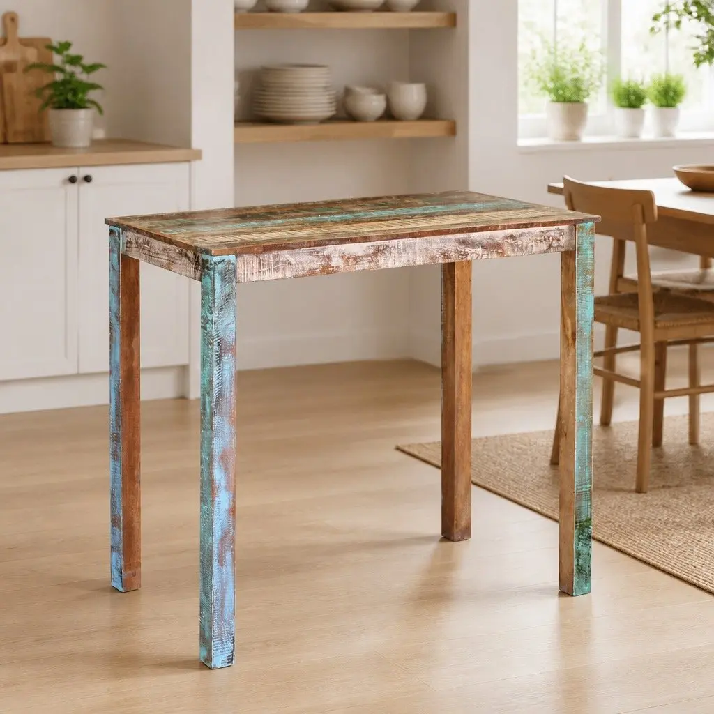 Solid Reclaimed Wood Bar Table for Dining and Kitchen