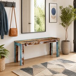 Handmade Solid Reclaimed Wood Storage Bench Antique Style