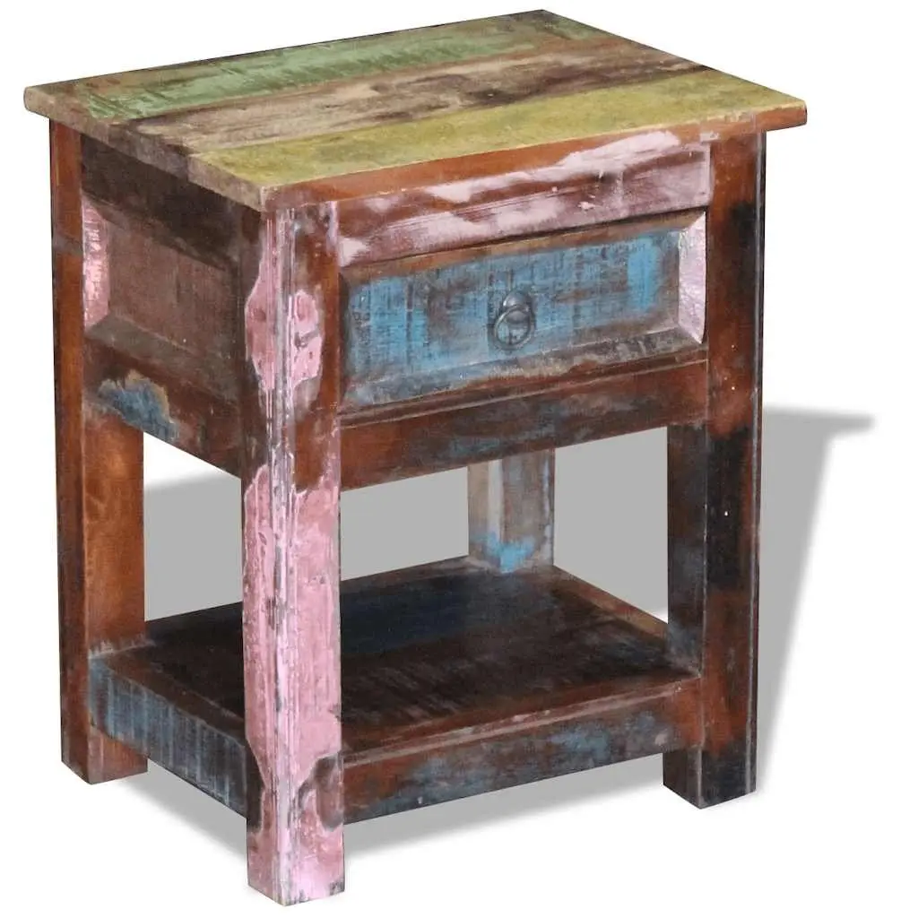 Solid Reclaimed Wood End Table with Storage Drawer
