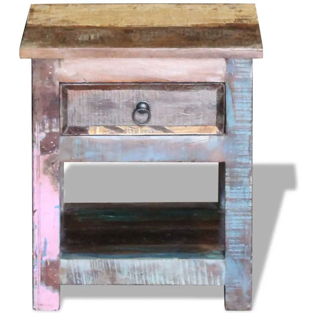 Solid Reclaimed Wood End Table with Storage Drawer