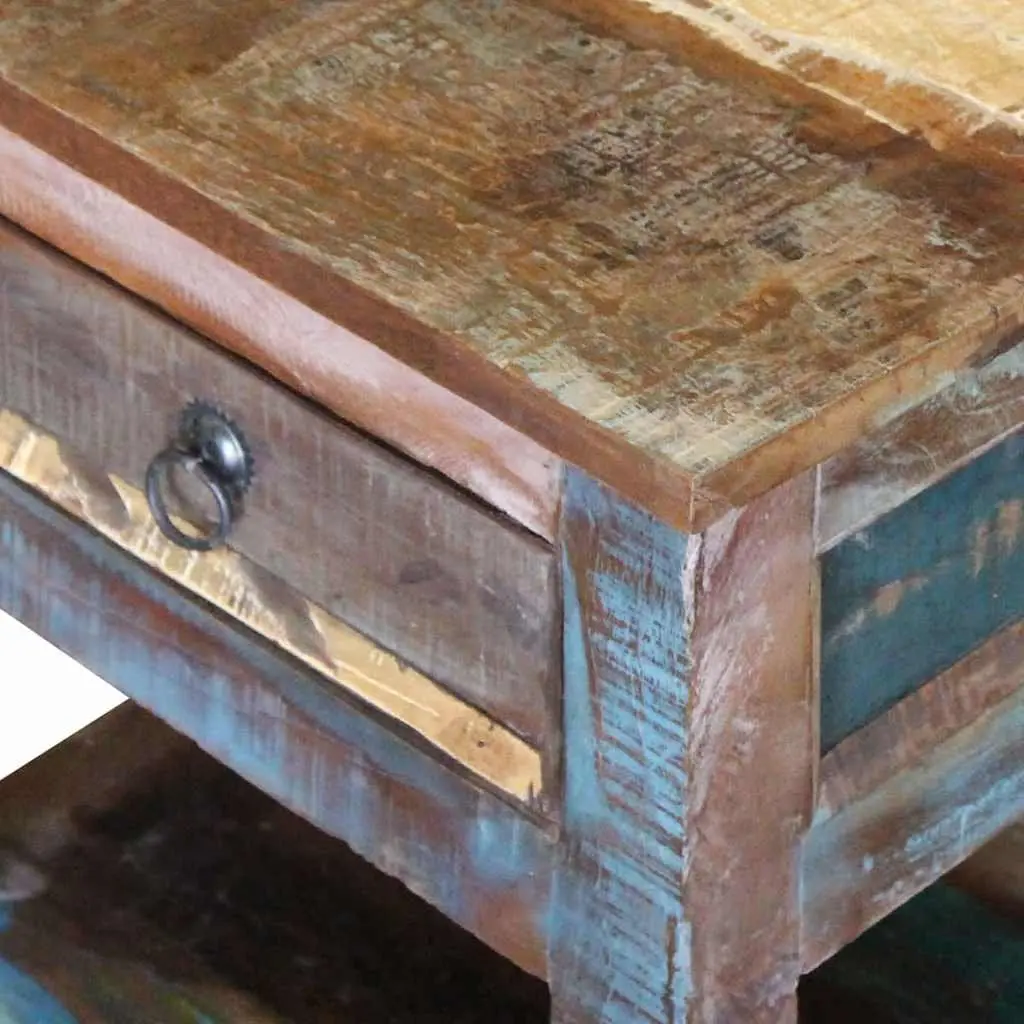 Solid Reclaimed Wood End Table with Storage Drawer