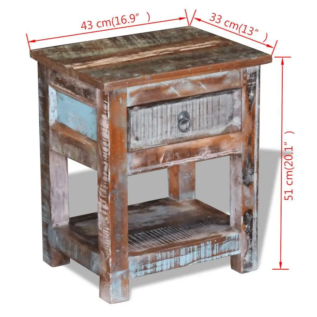 Solid Reclaimed Wood End Table with Storage Drawer