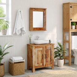 Solid Mango Wood Bathroom Vanity Cabinet with Mirror