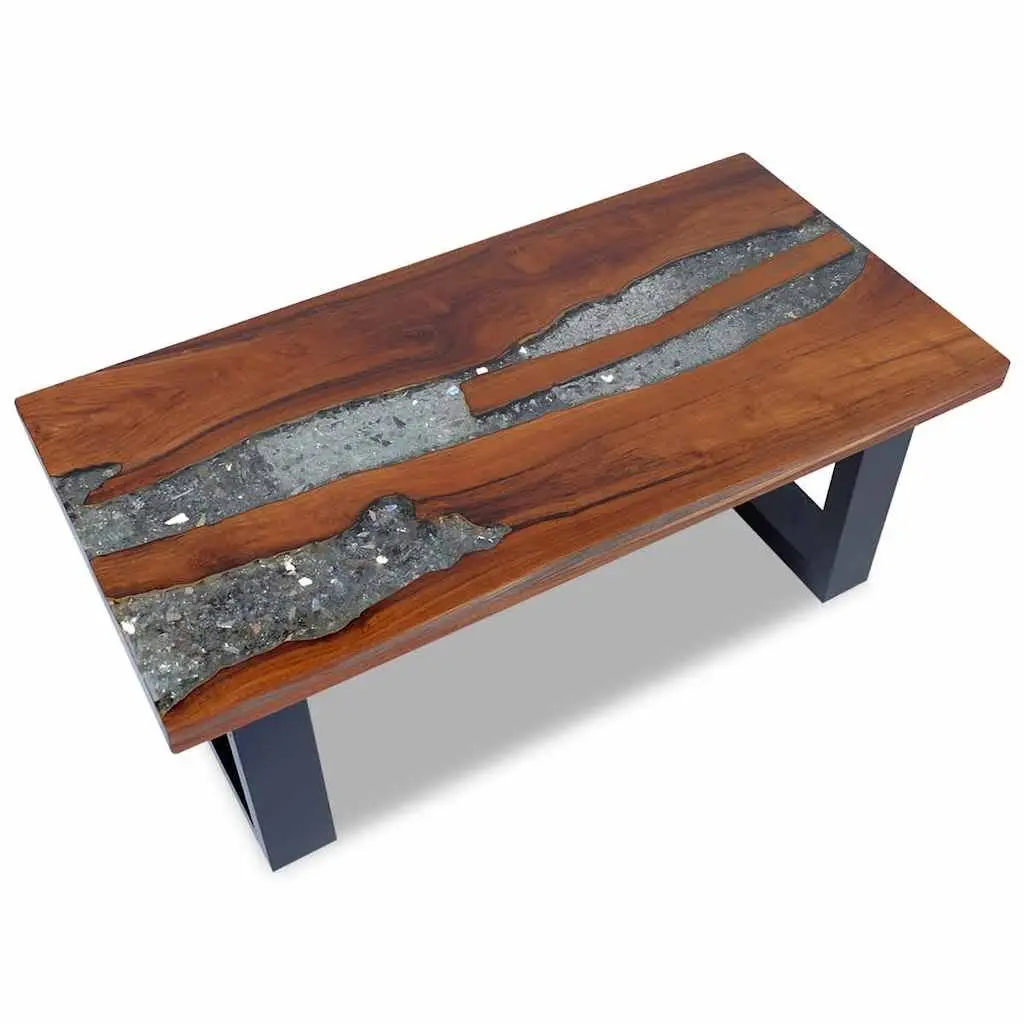 Rectangular Teak and Mango Wood Resin Coffee Table 100x50cm
