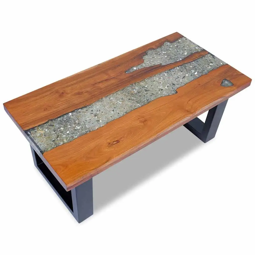 Rectangular Teak and Mango Wood Resin Coffee Table 100x50cm