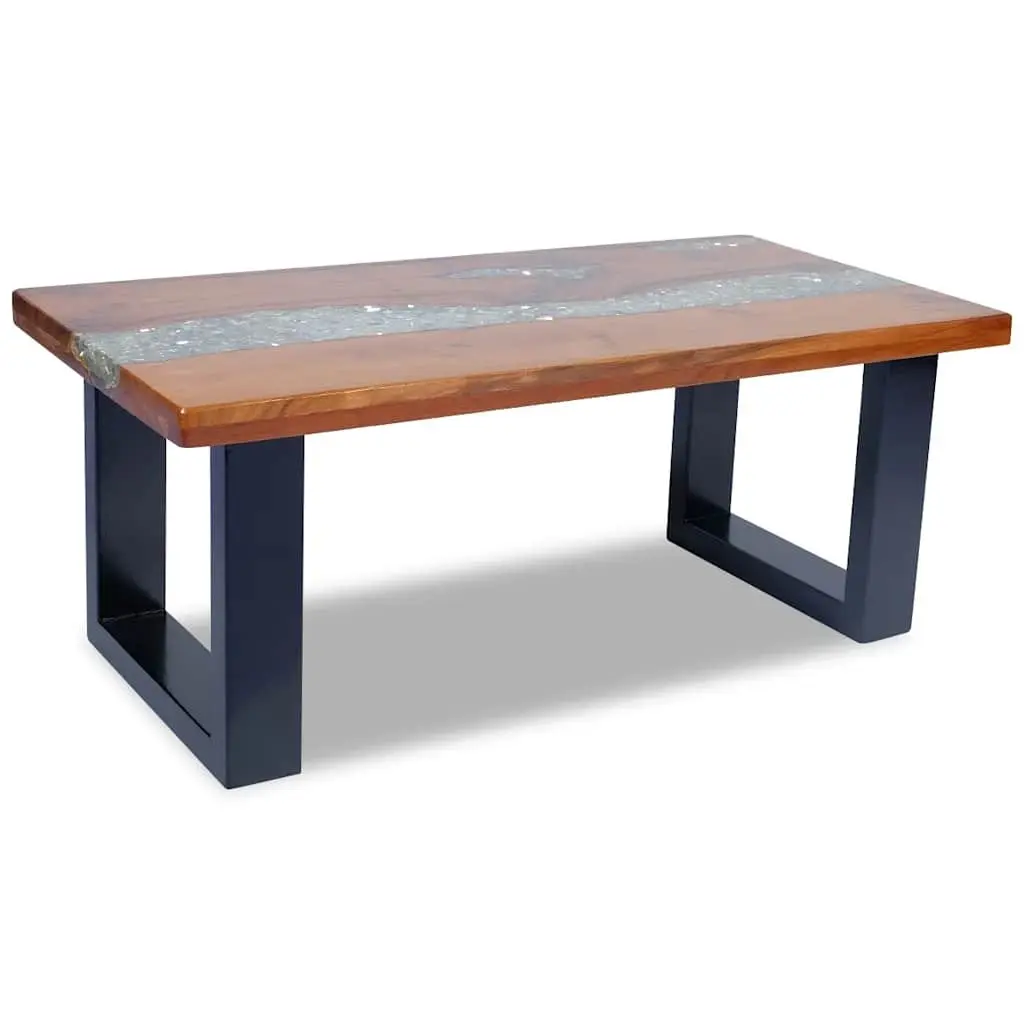 Rectangular Teak and Mango Wood Resin Coffee Table 100x50cm