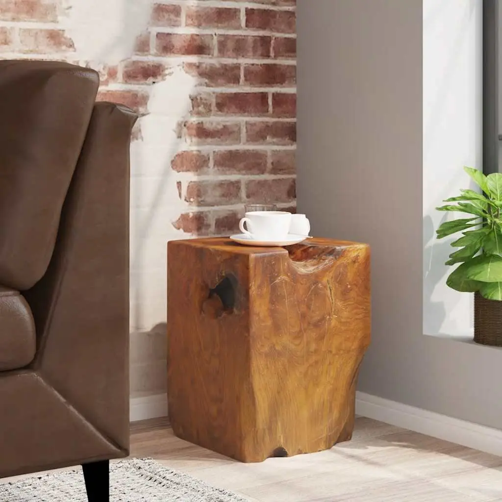 Handmade Solid Teak Stool with Rustic Charm