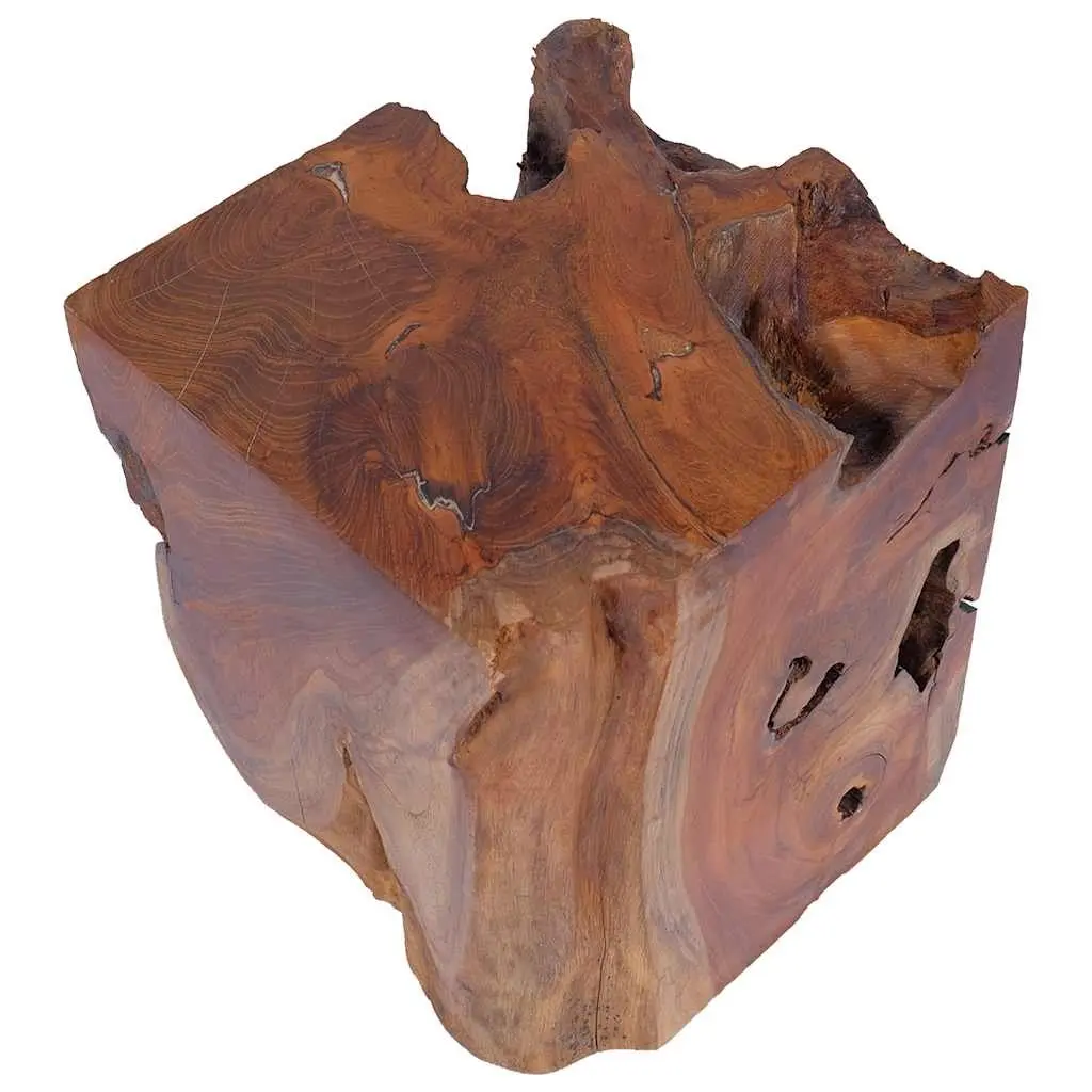 Handmade Solid Teak Stool with Rustic Charm