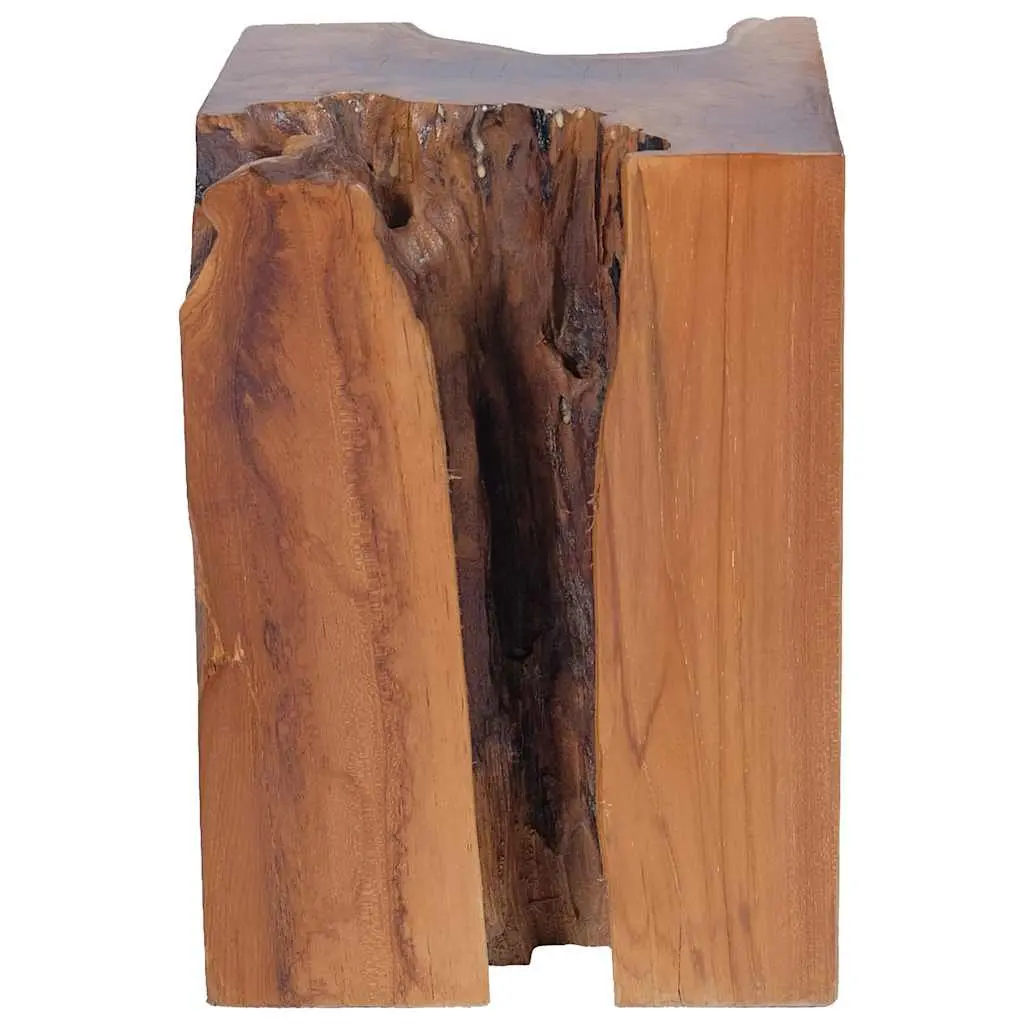 Handmade Solid Teak Stool with Rustic Charm