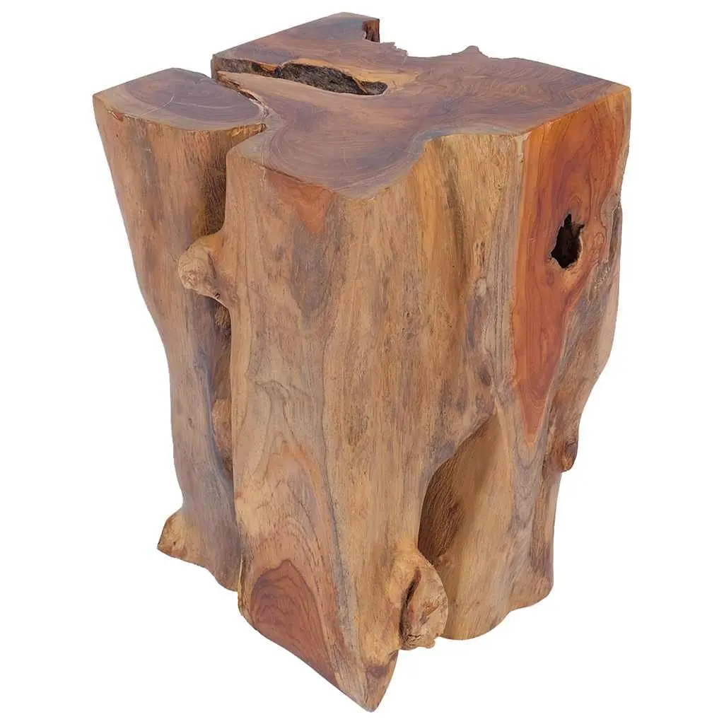 Handmade Solid Teak Stool with Rustic Charm