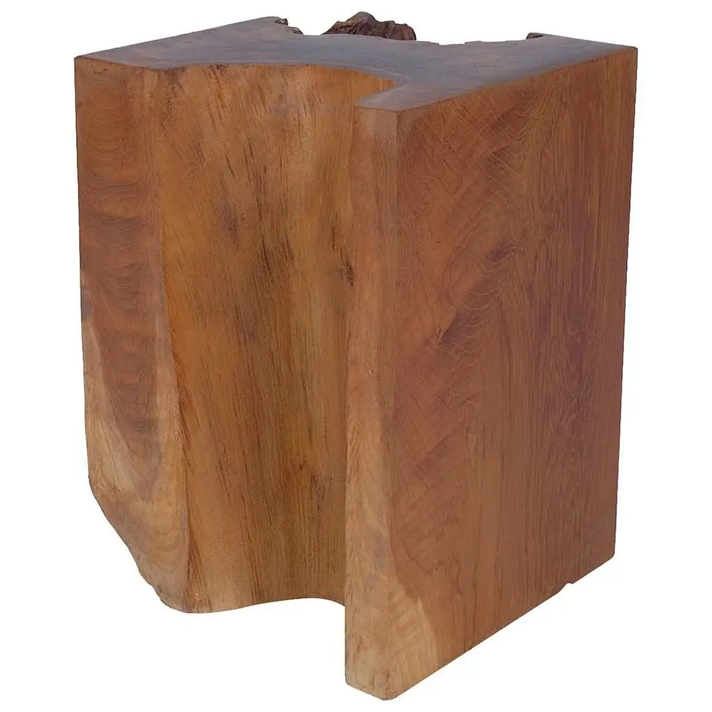 Handmade Solid Teak Stool with Rustic Charm