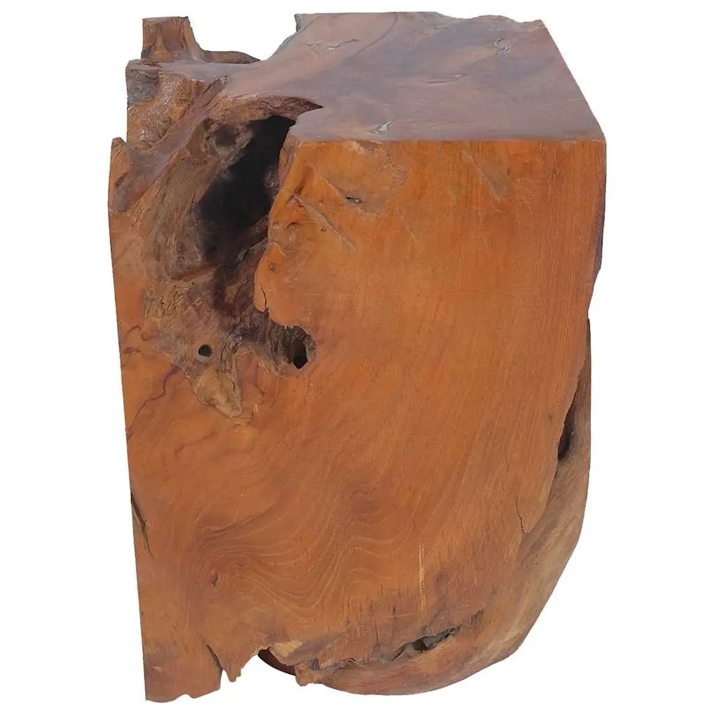 Handmade Solid Teak Stool with Rustic Charm