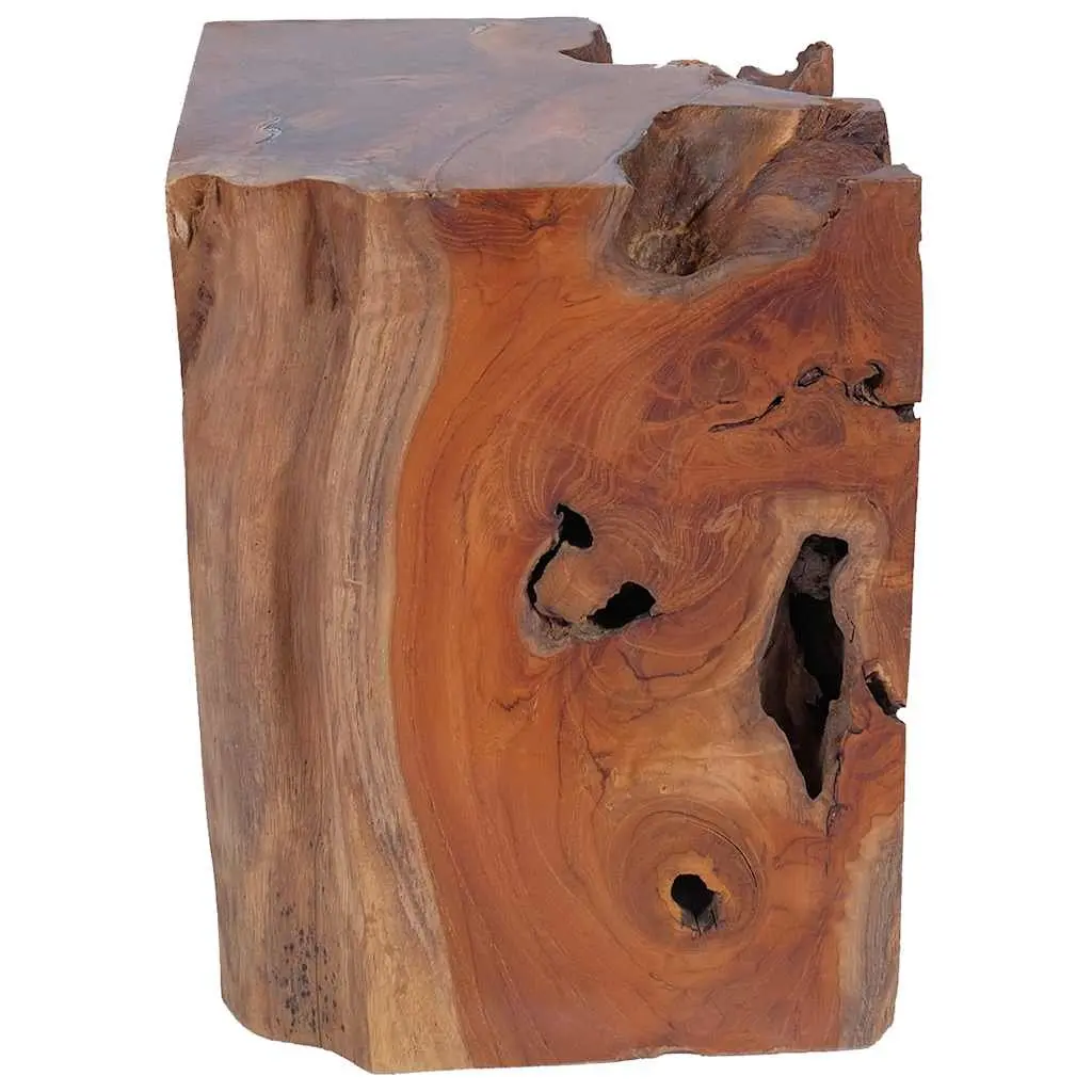 Handmade Solid Teak Stool with Rustic Charm