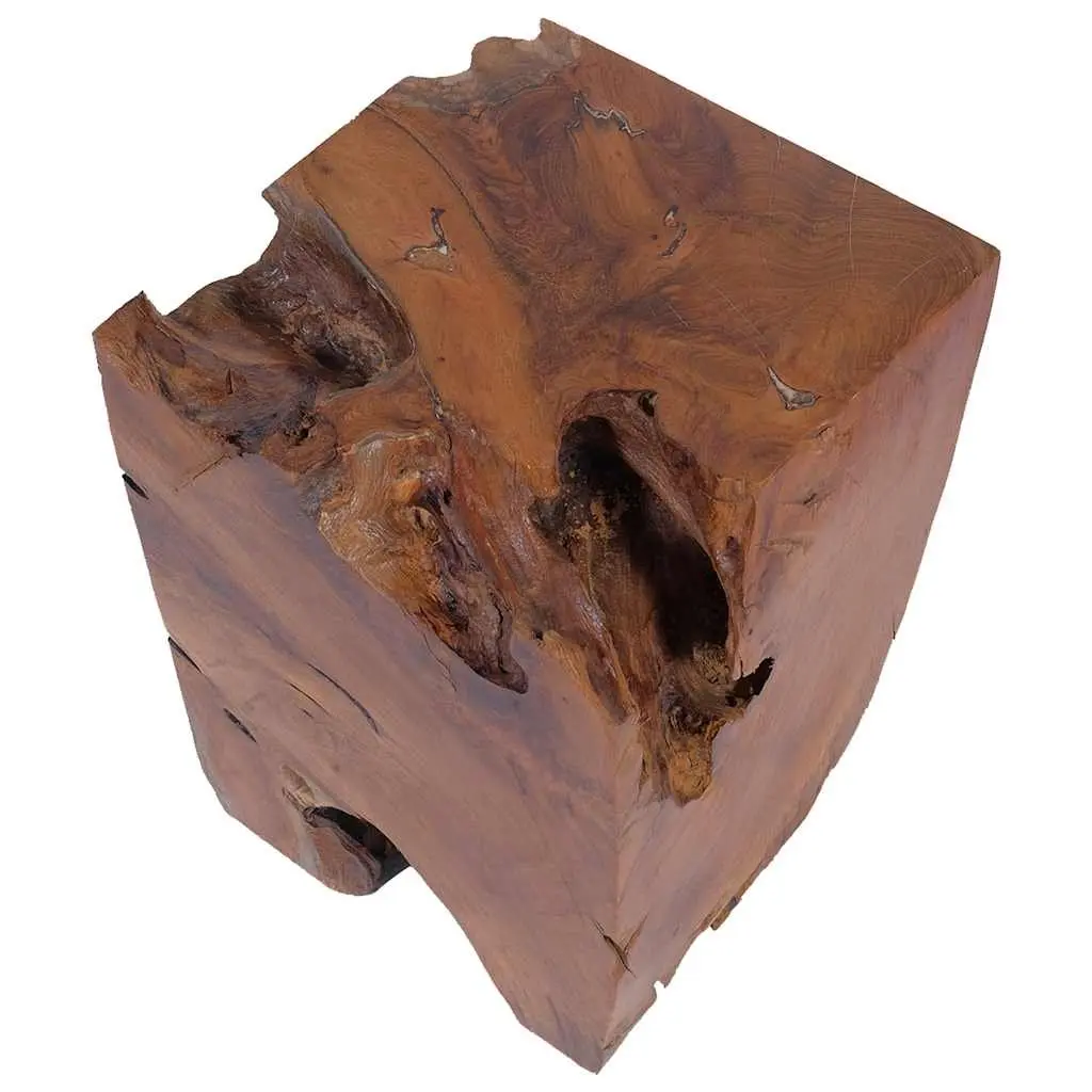 Handmade Solid Teak Stool with Rustic Charm