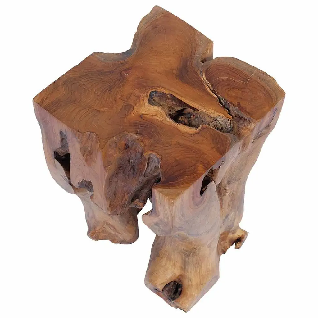 Handmade Solid Teak Stool with Rustic Charm