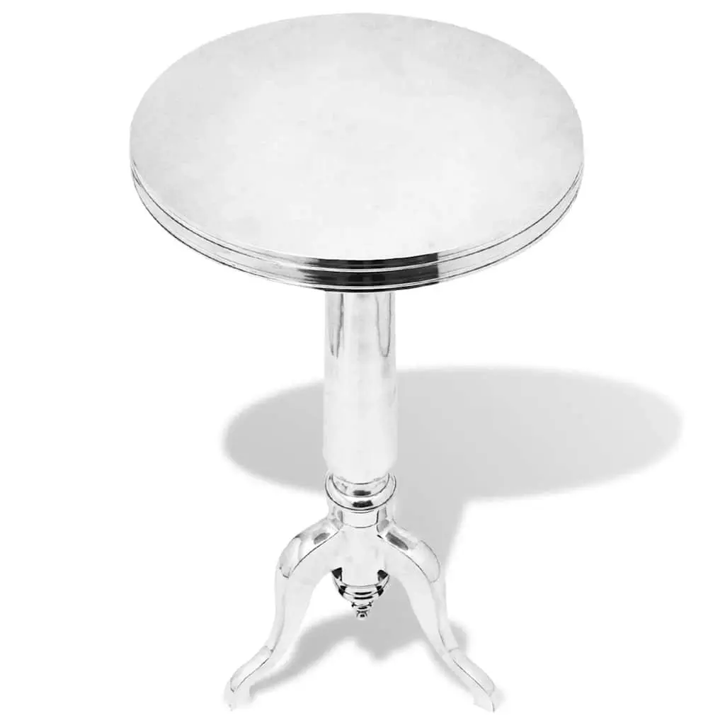 Round Side Table Silver Accent End Table Living Room Bedroom Nightstand Display
