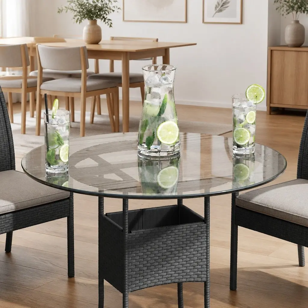 Round Tempered Glass Table Top 600mm Diameter Clear Protective Tabletop Cover