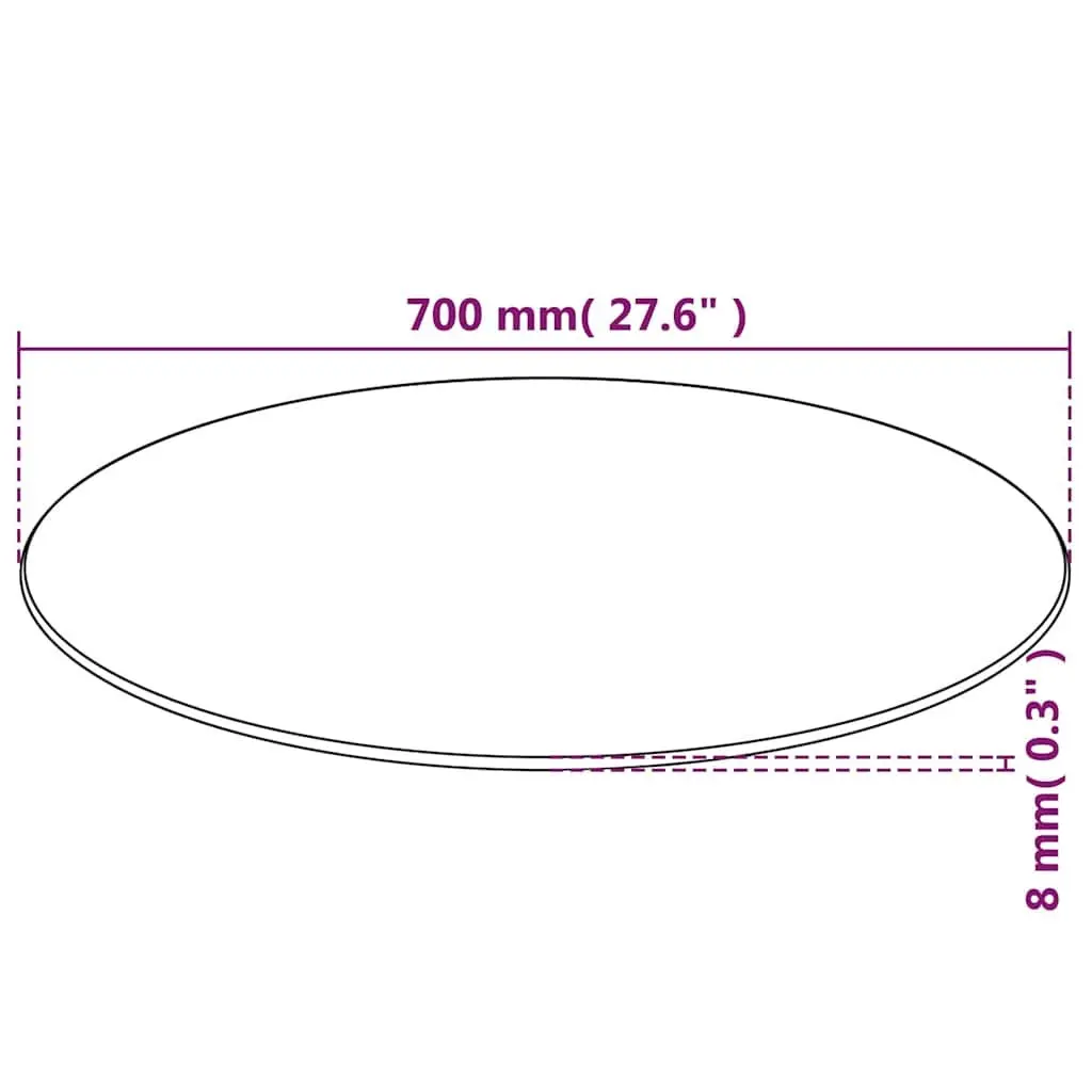 Round Tempered Glass Table Top 700mm Transparent Tabletop Furniture Protection