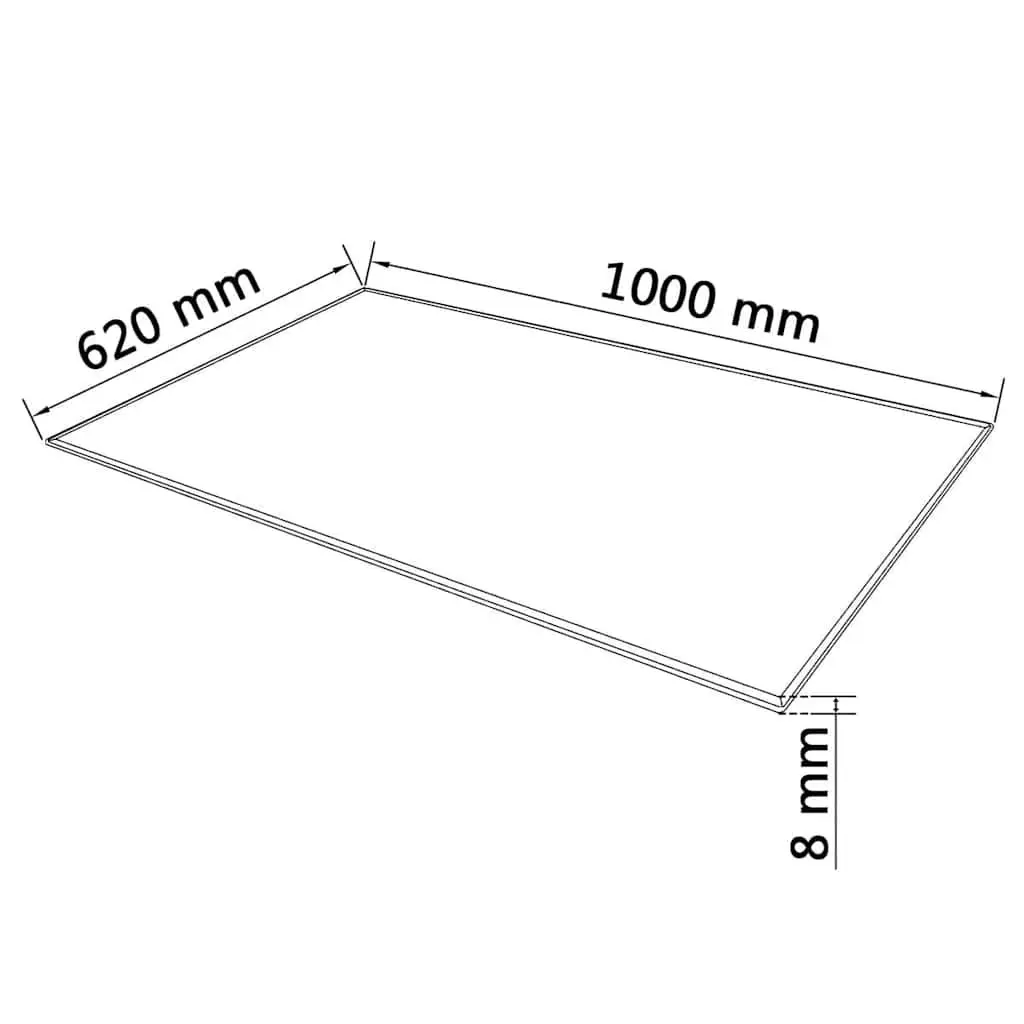 Rectangular Tempered Glass Table Top Clear 1000x620mm for Dining Coffee Garden Use