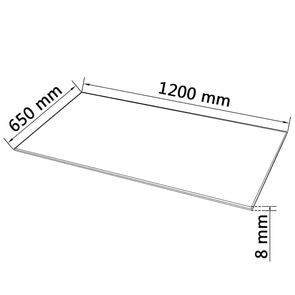 Rectangular Tempered Glass Table Top 1200x650mm Clear for Dining Coffee Garden