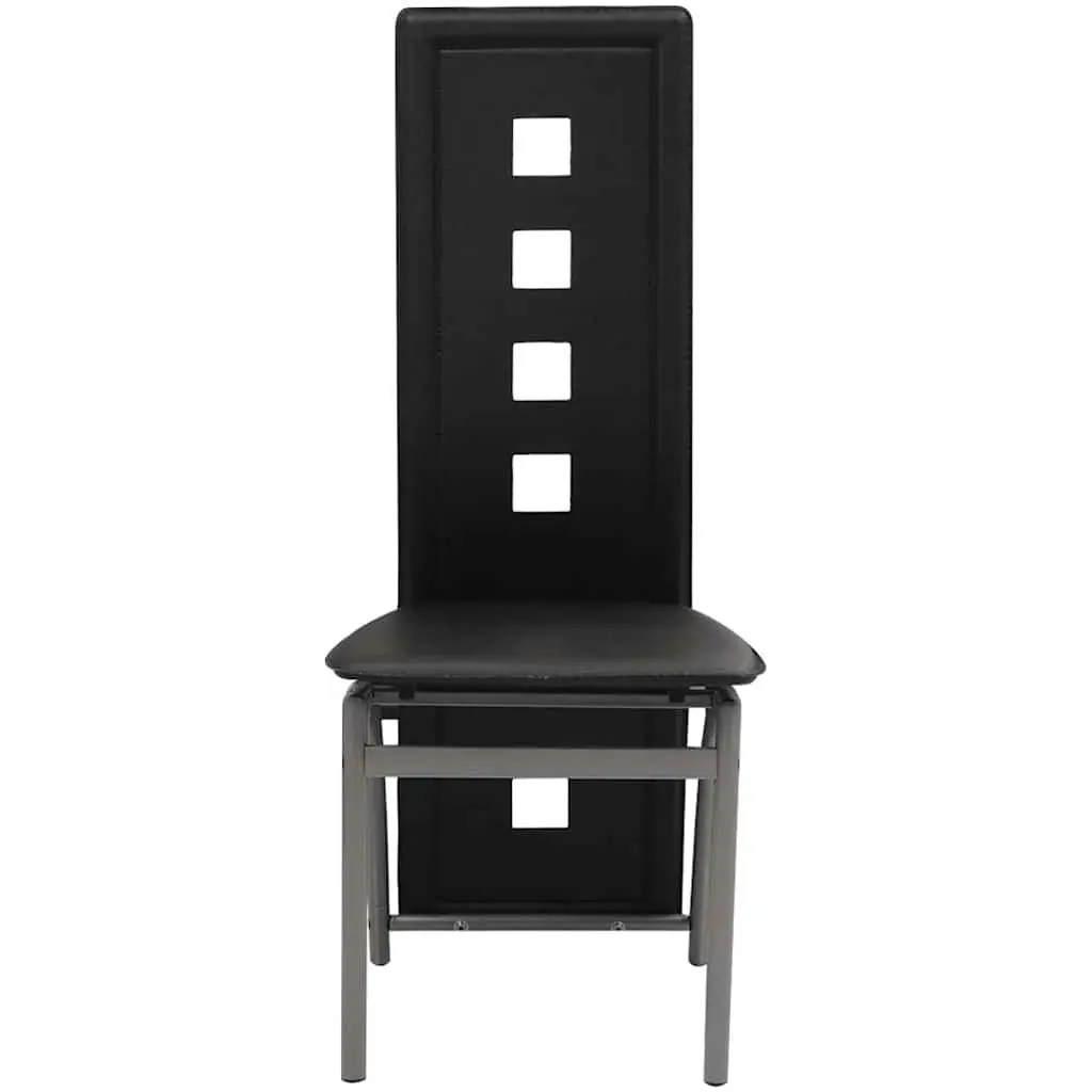 4-Piece Contemporary Black Faux Leather Dining Chair Set