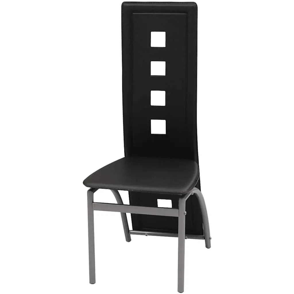 4-Piece Contemporary Black Faux Leather Dining Chair Set